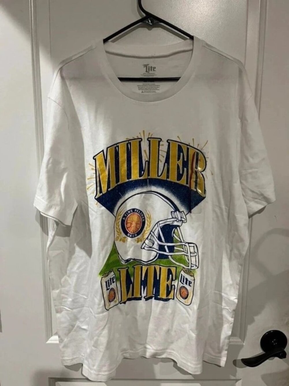 Vintage Style Miller Lite Football Graphic Tee White XXL